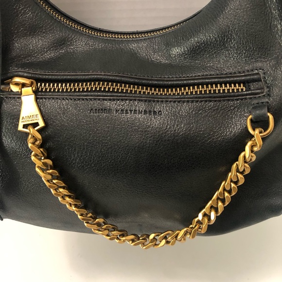 Aimee Kestenberg Black Leather Hobo Leopard Print Bag Purse -No B.S.. - Picture 6 of 13